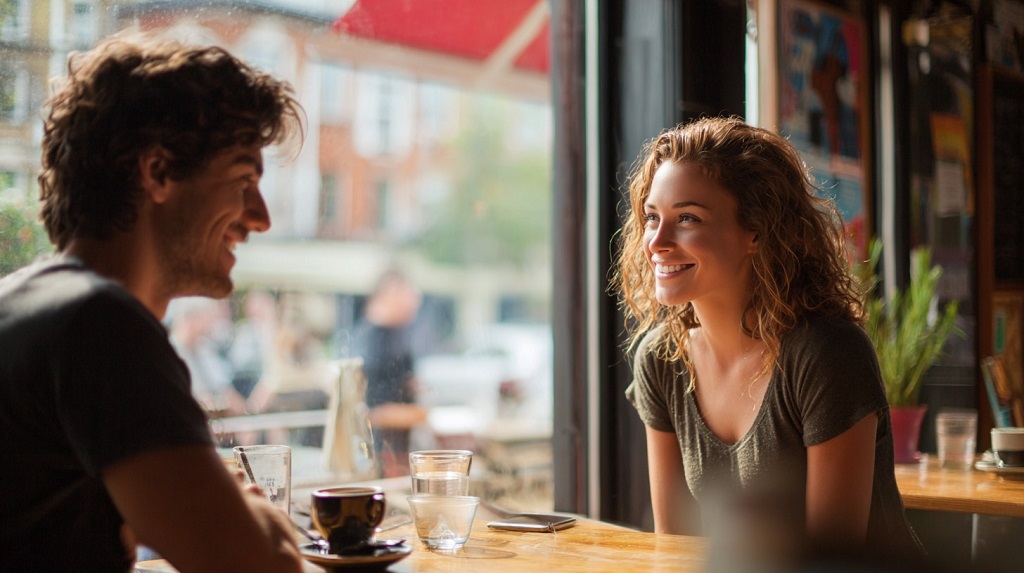 Primer kako prići devojci u kafiću, momak lagano i opušteno razgovara sa devojkom