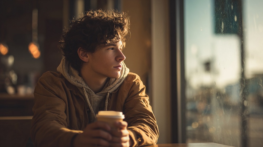 Momak sedi usamljeno u baru, kao opis situacije gde muškarac ima strah od odbijanja