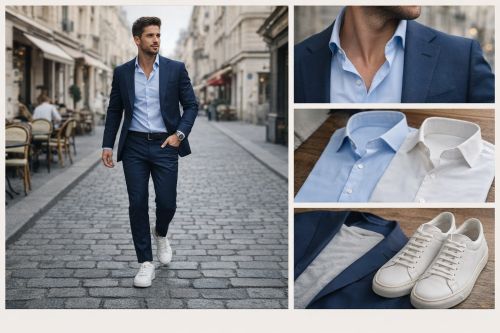 Košulja bez kravate uz odelo i patike